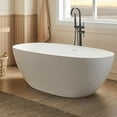 thumbnail image 1 of LIGMIRR 59 inch Stone Resin Freestanding Bathtub, Oval Solid Surface Bathroom Freestanding Tubs, Stand Alone Tubs with Integrated Slotted Overflow and Drain, Matte White, 1 of 8