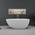 thumbnail image 1 of LIGMIRR 67 inch Stone Resin Freestanding Bathtub, Gracefully Egg Shaped Freestanding Tubs, Overflow and Pop-up Drain Included, Solid Surface Soaking Bath Tub,Stand Alone Tubs, White, 1 of 7