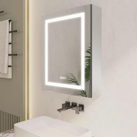 LIGMIRR Bathroom Cabinet Medicine Cabinet ,lighted medicine cabinet with mirror,Wall Mount Aluminum 20"*28" Surface Mount