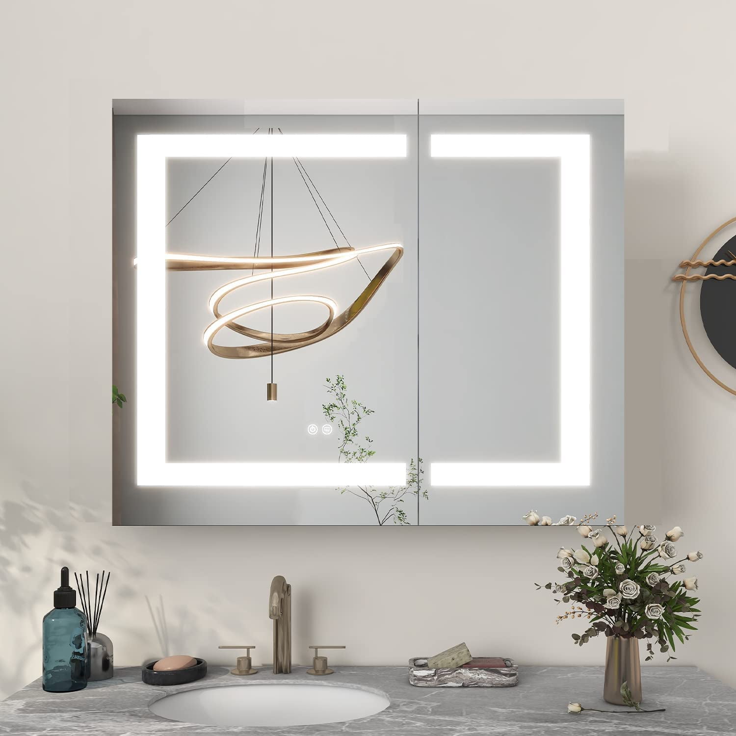 LIGMIRR Led Bathroom Medicine 3 Tier Wall Mount