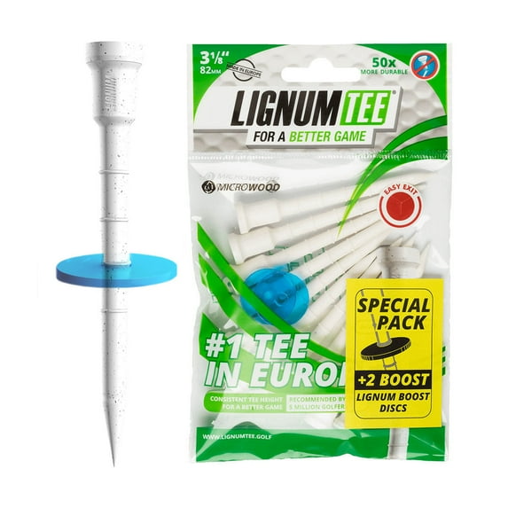 LIGNUM Tee Premium Golf Tees, Lasts 50+ Rounds, Anti-Spin Head, Ring System