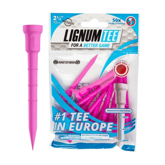 LIGNUM Tee Premium Golf Tees, Lasts 50+ Rounds, Anti-Spin Head, Ring System