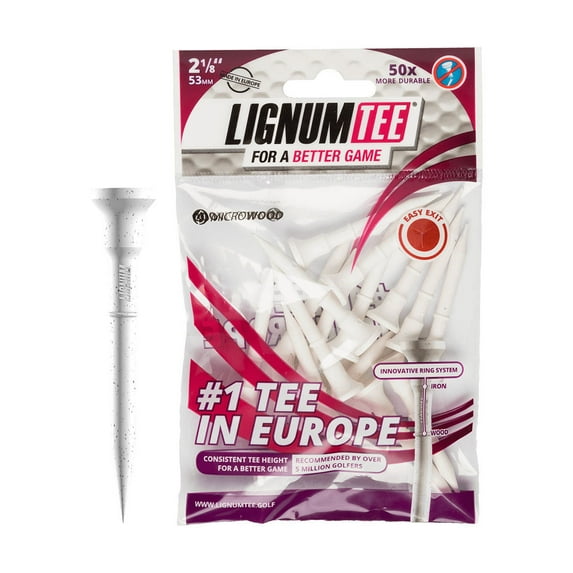 LIGNUM Tee Premium Golf Tees, Lasts 50+ Rounds, Anti-Spin Head, Ring System