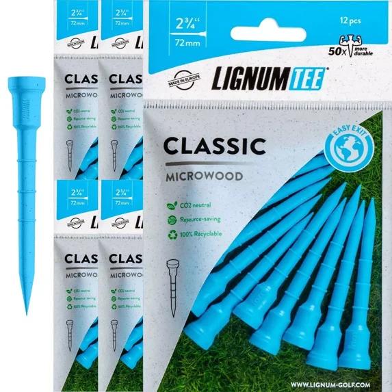 LIGNUM Unbreakable Microwood Golf Tees 50x More Durable/Adjustable Golf Tee/Innovative Wood Fibre and Natural Adhesives/Golf Tee, Golf Tees, Tees Golf, Golf Ball Tees, Pack of 5
