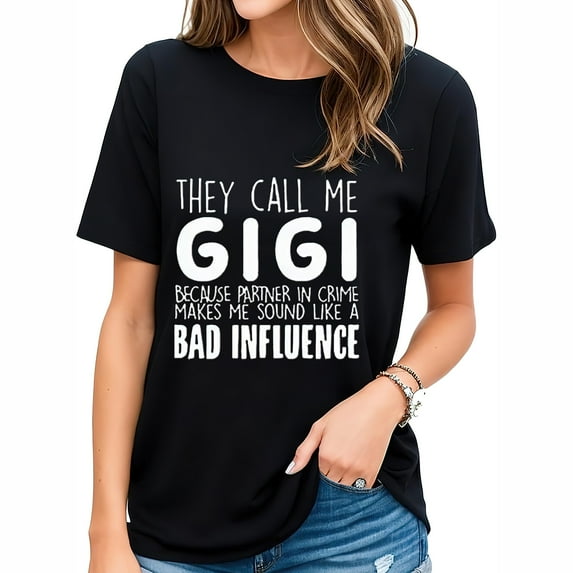 LIGOY Women's Funny Short Sleeve Gigi Letter Print Graphic T-Shirt Tops