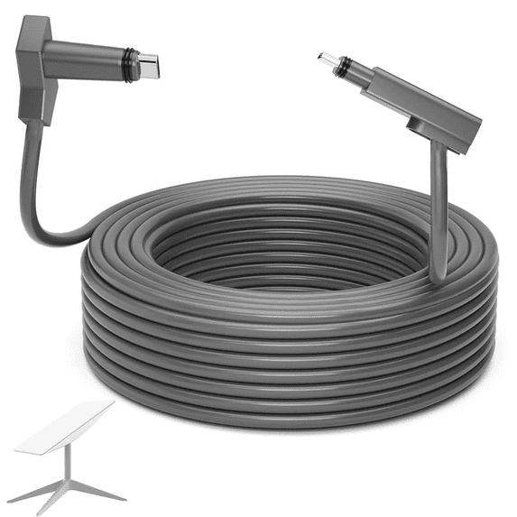 LIGXI 9.5m Starlink Rectangular Satellite V2 Dish Replacement Cable with End Cap, Gray