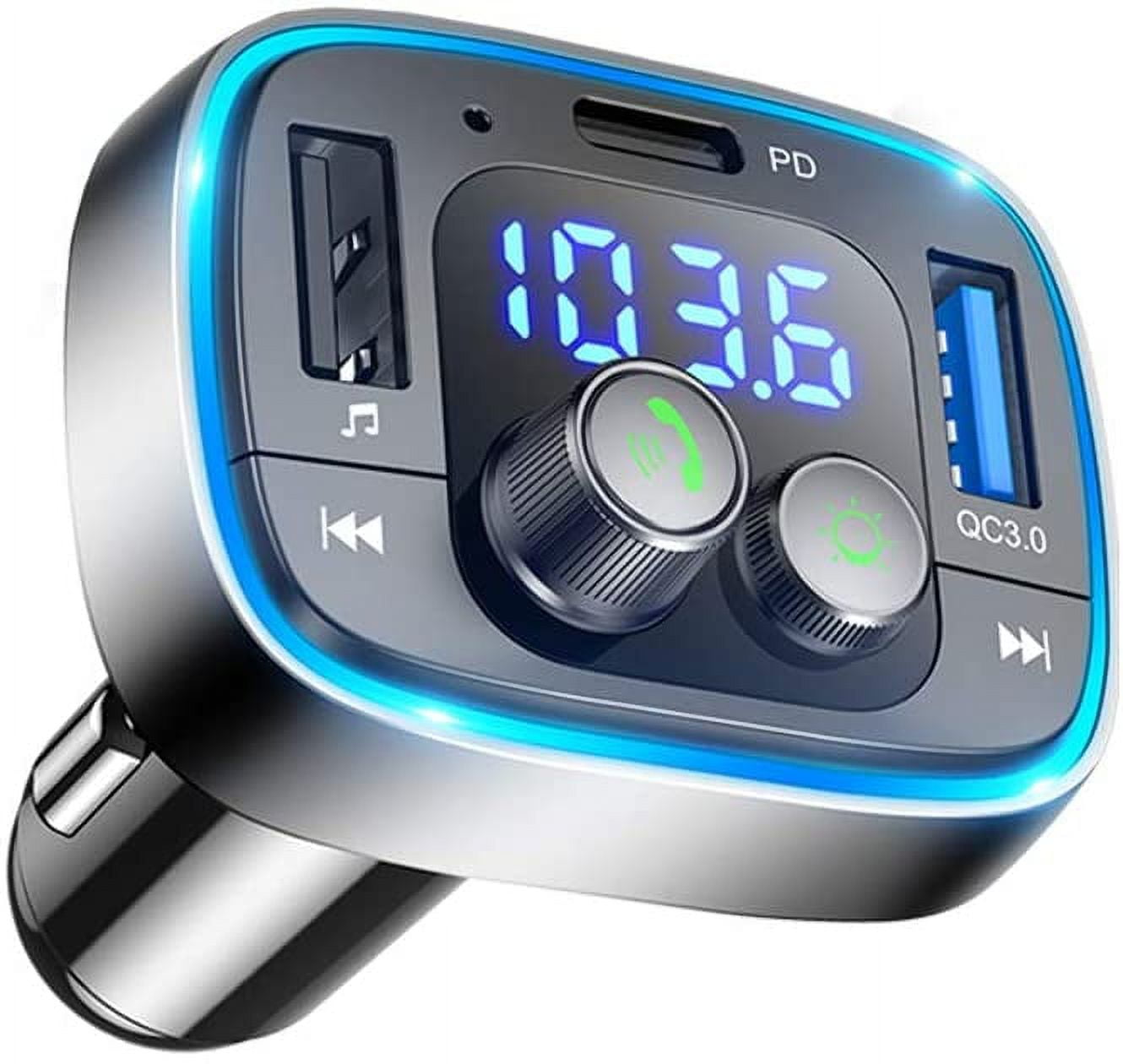 LIHAN Bluetooth FM Transmitter for Car,7 Color LED Backlit Car Adapter