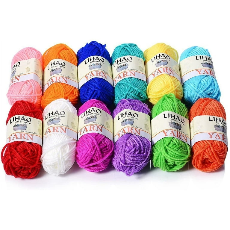 Craftbud (12pc) Crochet Yarn, Multi-Colored Acrylic Hand Knitting Yarn for  Crochet, 1200 Yards