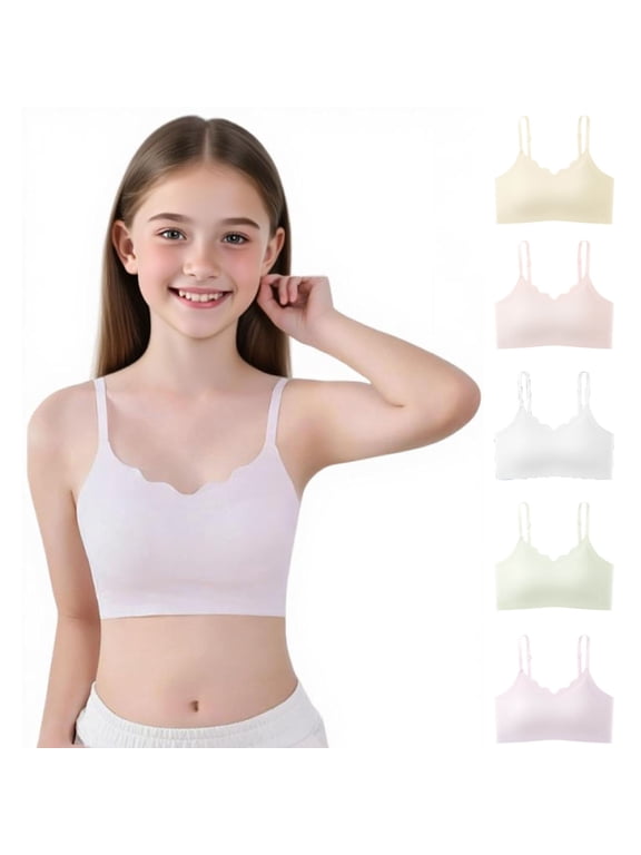 Girls' Seamless Sports Bras, Shock-Absorbing Cami, Flexible Support