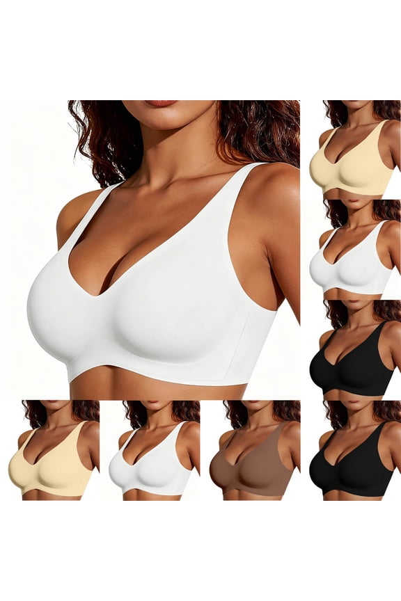 Womens Jelly Bras Solid Color Wireless Deep V Close Breathable All Day Daily