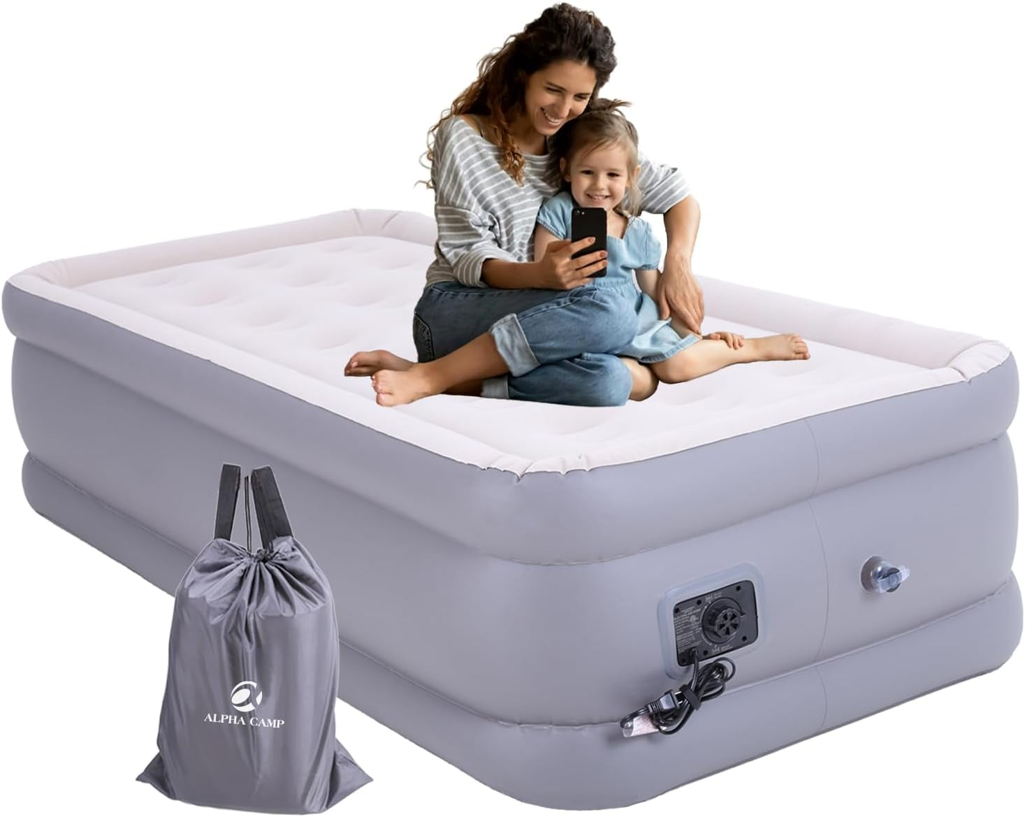 LIHONG 19” Twin Size Air Mattress with Builtin Pump, Double Height