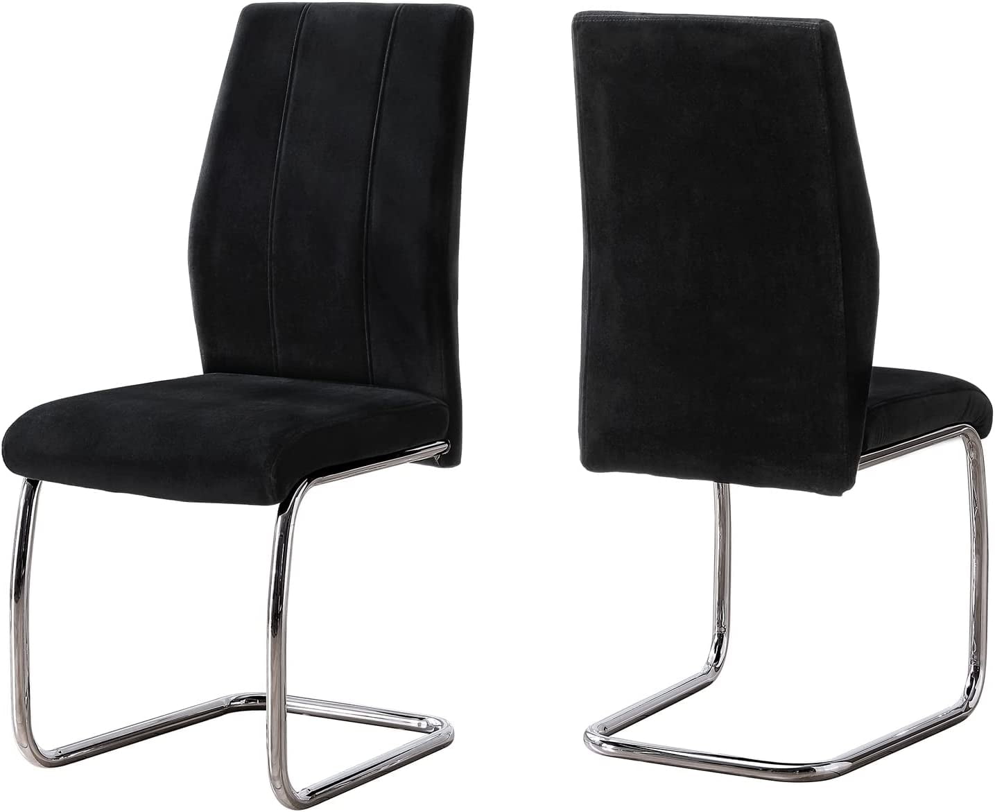 Modern Luxe Black Velvet Upholstered Side Chair with Chrome Metal Base
