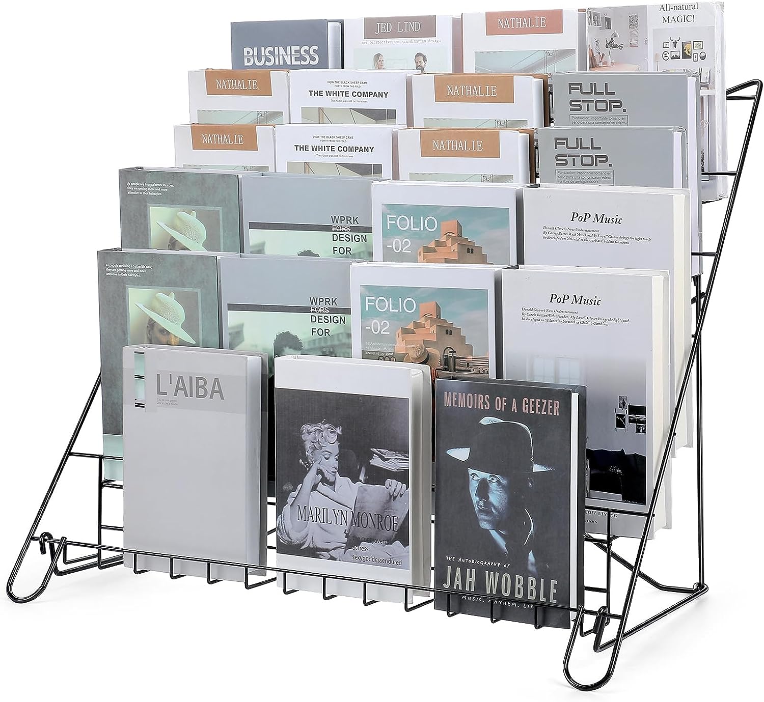 LIHONG 6 Tiered Book Display Rack Wire CD Display Rack Book Signing