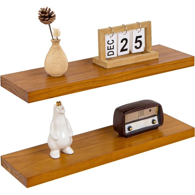 LIHONG Farmhouse Floating Shelves 8 Inch Deep Rustic Wood Wall Shelf Premium Solid Pine Wood