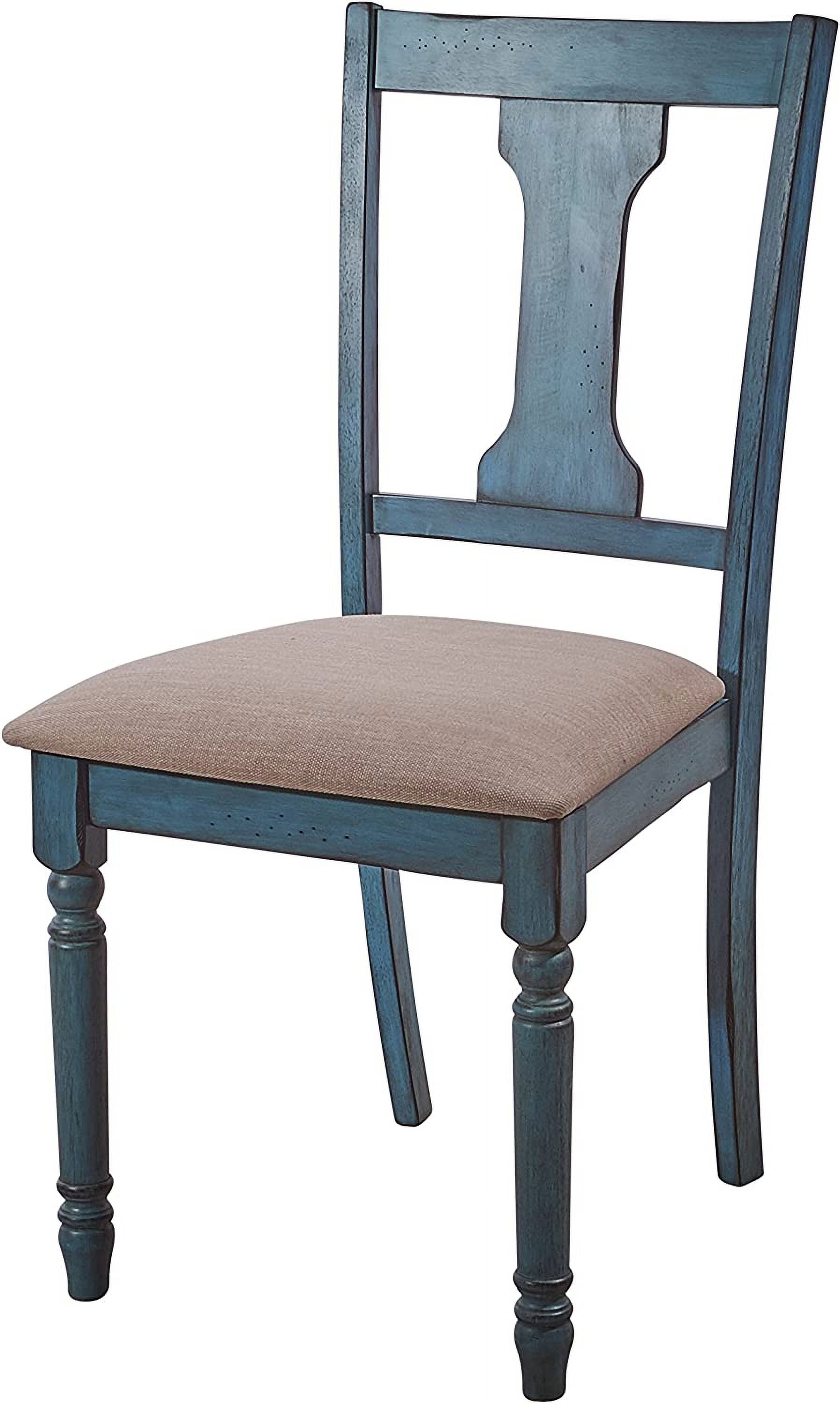 Teal Blue Willow Upholstered Side Chair with Turned Legs