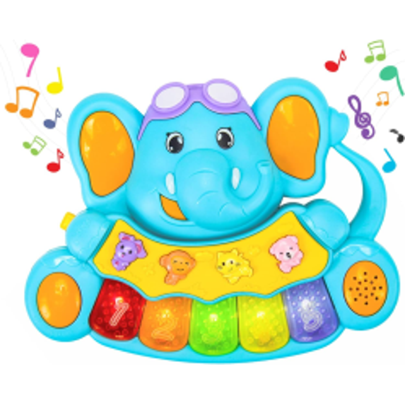 LIHUIGMC Baby Piano Toys 6 to 12 Months, Baby Musical Light Up Toys 6 Month Old Girls, Baby Elephant Educational Piano Keyboard Toys for 1 Year Old Boys Girls,