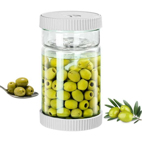LIIGEMI Upgraded 40oz Glass Pickle Jar with Time Tracker–Pickle Container with Strainer Flip Leak-Proof,Auto Venting,Easy Clean Design Hourglass Pickle Juice Separator（Gray）