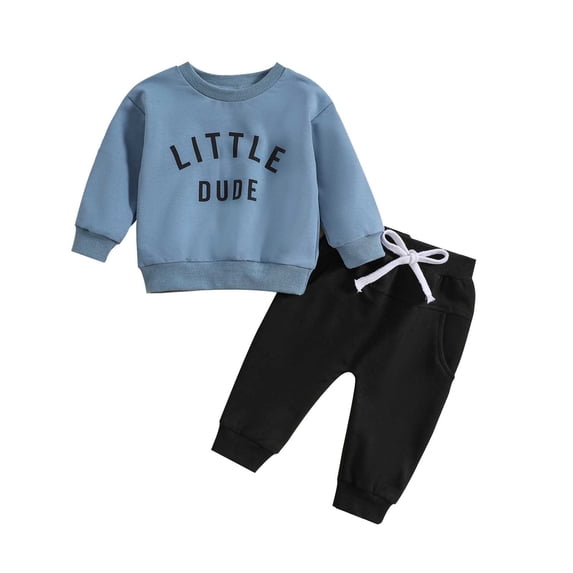 LIIPEE Autumn Winter Outfit Sets For Boys Baby Letter Print Long Sleeve Pullover Sweatshirts Solid Color Sweatpants 2 Piece Set Kids Casual Comfortable Cute Outfits,18-24 Months