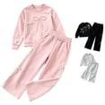 thumbnail image 1 of LIIPEE Autumn Winter Outfit Sets For Girls Bow Decorated Long Sleeve Pullover Sweatshirts And Sweatpants 2 Piece Set Kids Casual Comfortable Cute Outfits,3-4 Years, 1 of 6