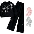 thumbnail image 1 of LIIPEE Autumn Winter Outfit Sets For Girls Bow Decorated Long Sleeve Pullover Sweatshirts And Sweatpants 2 Piece Set Kids Casual Comfortable Cute Outfits,4-5 Years, 1 of 7
