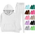 thumbnail image 1 of LIIPEE Autumn Winter Outfit Sets For Girls Solid Color Long Sleeve Pullover Hoodies And Sweatpants 2 Piece Set Kids Casual Comfortable Cute Outfits,6-7 Years, 1 of 8