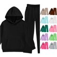 thumbnail image 1 of LIIPEE Autumn Winter Outfit Sets For Girls Solid Color Long Sleeve Pullover Hoodies And Sweatpants 2 Piece Set Kids Casual Comfortable Cute Outfits,8-9 Years, 1 of 9