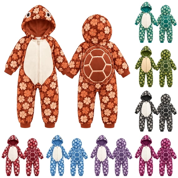 LIIPEE Baby Casual Cartoon Animal Zip Up Jumpsuit Boys Girls Fall Winter Cozy Cute Long Sleeve Hooded Romper