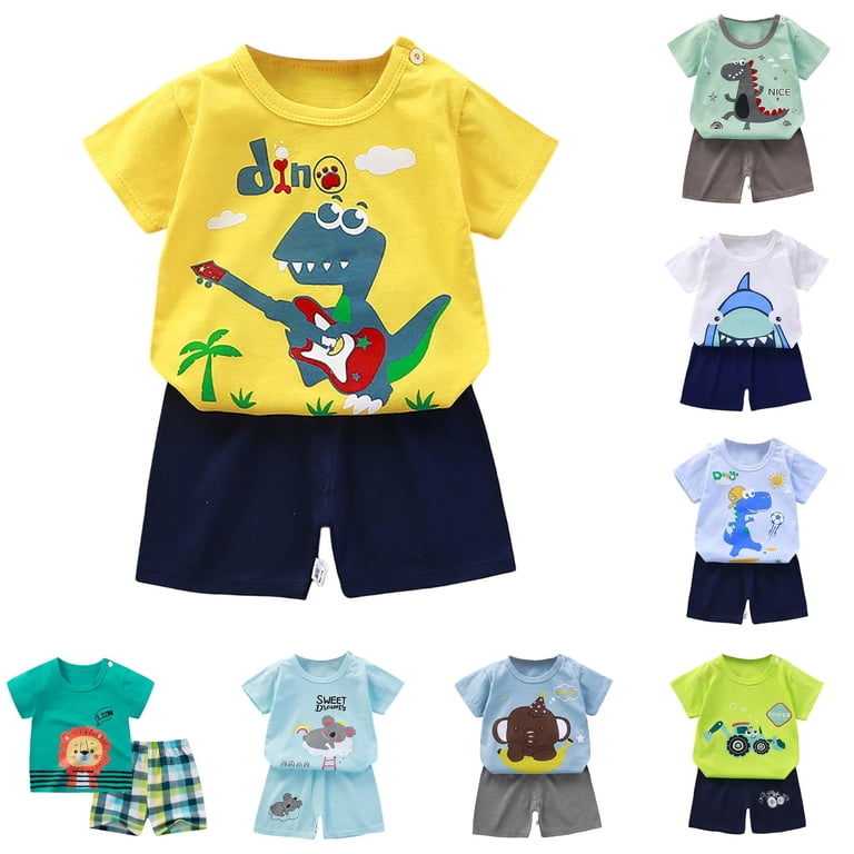 Babi Rampor LIIPEE Baby Casual Summer Outfits Boys Girls Short Sleeve Cartoon ...