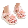 thumbnail image 1 of LIIPEE Baby Girls Sandals Casual Summer Cute Floral Decoration Hollow Out Soft Sole Walking Shoes Kids Fashion Breathable Adjustable Straps Beach Footwear,6-9 Months, 1 of 9