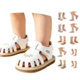 thumbnail image 1 of LIIPEE Baby Girls Sandals Kids Casual Summer Flower Embroidered Crib Shoes Fashion Hollow Out Hook And Loop First Walkers Prewalkers Footwear,0-3 Months, 1 of 9