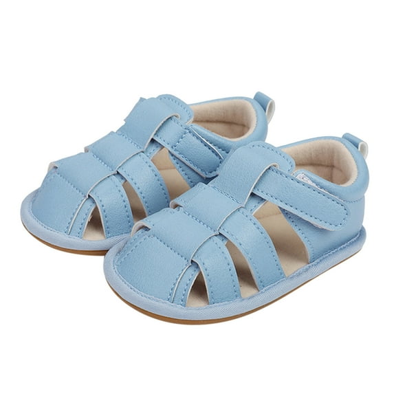 LIIPEE Baby Sandals Boys Girls Solid Color Anti- Sandals Summer Toddler Hollow Out Flat Bottom Comfortable Soft Breathable Walking Shoes,Blue,0-6 Months