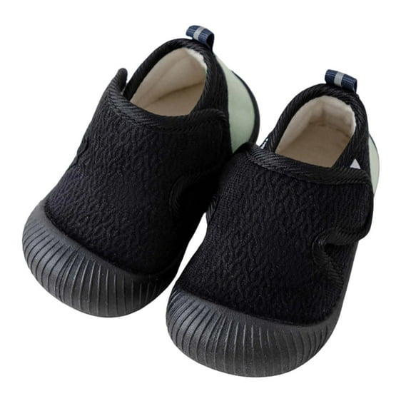 LIIPEE Baby Sneakers Solid Color Hook And Loop Strap Closed Toe Non-Slip Soft Sole First Walking Shoes Infant Leisure Festival Sneaker,Black,3 Months