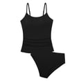 thumbnail image 1 of LIIPEE Big Girls Tankinis Swimsuit Sets 2 Piece Set Kids Casual Summer Solid Color Spaghetti Straps Open Back Ruched Tankini Tops And Briefs Fashion Cute Beach Pool Party Swimwear,15-16 Years, 1 of 4