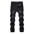 thumbnail image 1 of LIIPEE Boy Child Ripped Jeans Pants Summer Fall Slim Fit Stretch Button Distressed Denim Trousers Streetpants With Pockets Youth Comfortable Weekend Pants,Black,9-10 Years, 1 of 7
