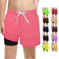 thumbnail image 1 of LIIPEE Boys Athleisure Shorts Summer Solid Color Mesh Loose Fit Drawstring Waist Sport Shorts Kids Lightweight Breathable Fashion Versatile Bottoms,2-3 Years, 1 of 4
