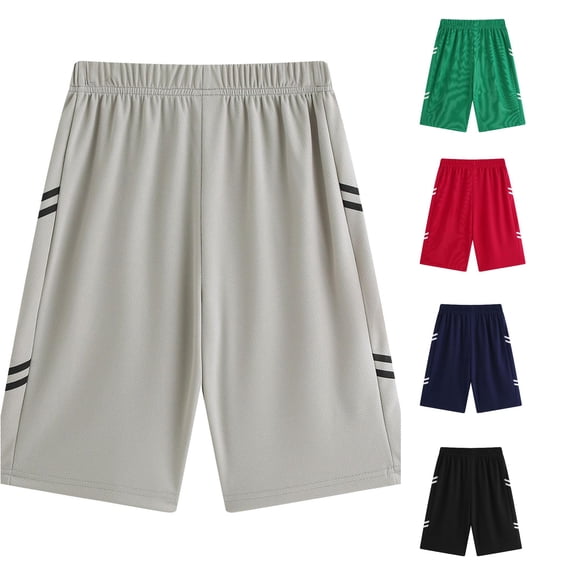 LIIPEE Boys Athletic Shorts Elastic Waist Loose Gym Workout Shorts Kids Fashion Breathable Lightweight Summer Bottoms,13-14 Years