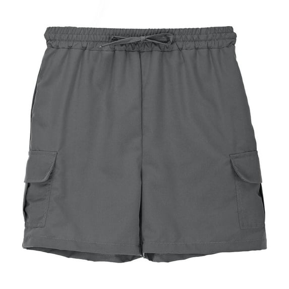 LIIPEE Boys Cargo Shorts Summer Leisure Solid Color Stretch Elastic Waist Drawstring Shorts With Pockets Toddler Casual Beach Vacation Daily Wear Shorts,Grey,5-6 Years