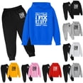 thumbnail image 1 of LIIPEE Boys Casual Outfits 2 Piece Letter Graphic Long Sleeve Pullover Hoodie And Sweatpants Kids Cute Comfortable Outfit Sets,7-8 Years, 1 of 3