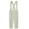 thumbnail image 1 of LIIPEE Boys Dress Pants Elastic Waist Straight Wide Leg Plaid Suspenders Trousers With Pockets Toddler Trendy Daily Pants,Green,3-4 Years, 1 of 2