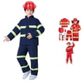 thumbnail image 1 of LIIPEE Boys Fireman Costumes Kids Fancy Dress Up With Accessories Clothes 7 Piece Party Outfits, 1 of 9