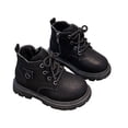 thumbnail image 1 of LIIPEE Boys Girls Boots Solid Color Closed Toe Non- Soft Sole Lace Up Ankle Princess Shoes Boys Leisure Casual Daily Party Photoshoot Boot,Black,8-9 Years, 1 of 2