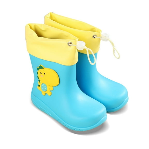 LIIPEE Boys Girls Boots Summer Autumn Lightweight Cute Cartoon Adjustable Drawstring Non- Rain Boots Toddler Sweet Party Boot,Blue,2-3 Years