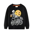 thumbnail image 1 of LIIPEE Boys Girls Hoodie Halloween Cartoon Luminous Skeleton Printed Long Sleeve Round Neck Tops Stylish Birthday Sweatshirt,Black,1-2 Years, 1 of 9