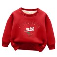 thumbnail image 1 of LIIPEE Boys Girls Hoodies Fall Winter Fashion Long Sleeve Thickened Warm Cartoon Letter Printed Round Neck Pullover Hoodless Sweatshirt Infant Leisure Daily Wear Holiday Wear Hoodie,Red,11-12 Years, 1 of 3