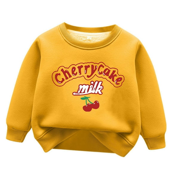 LIIPEE Boys Girls Hoodies Fall Winter Fashion Long Sleeve Thickened Warm Cartoon Letter Printed Round Neck Pullover Hoodless Sweatshirt Toddler Classic Camping School Sport Hoodie,Yellow,2-3 Years