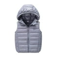 thumbnail image 1 of LIIPEE Boys Girls Jackets Warm Solid Color Sleeveless Hooded Zip Up Vest Coat Kids Stylish Casual Daily Party Photoshoot Jackets,Grey,11-12 Years, 1 of 7