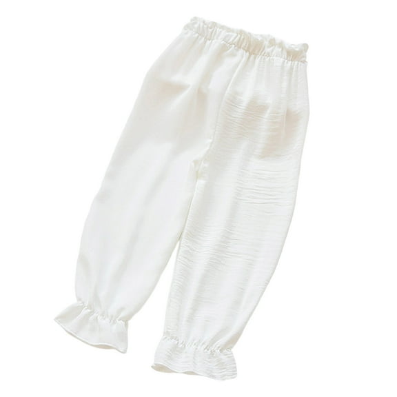 LIIPEE Boys Girls Lantern Pants Summer Casual Trendy Ruffled Solid Color Wide Leg Ankle-Tied Pants Trendy Beach Pants,White,18-24 Months