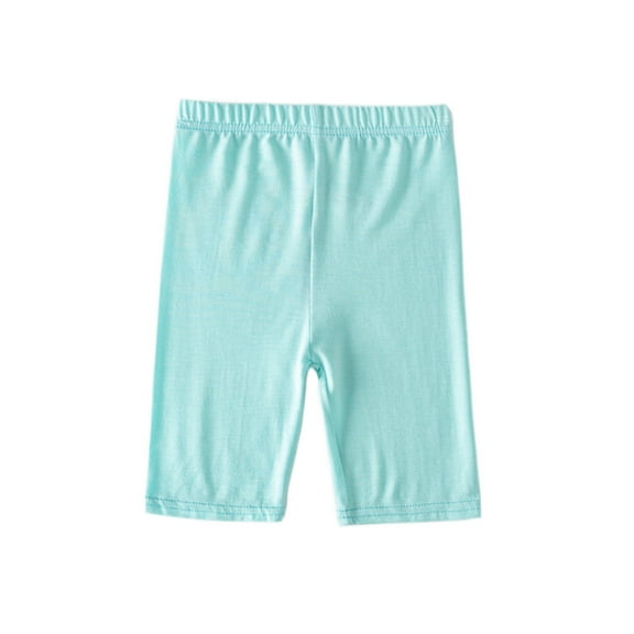 LIIPEE Boys Girls Leggings Pants Summer Soft Breathable Solid Color Stretchy Elastic Waist Knee-Length Pants Baby Classic Photoshoot Pants,Blue,4-5 Years