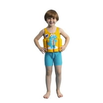 LIIPEE Boys Girls Life Vest Cartoon Animal Printed Sleeveless Round Neck Romper Buoyancy Life Jacket Toddler Leisure Weekend Bathing Suit,Yellow,18-24 Months