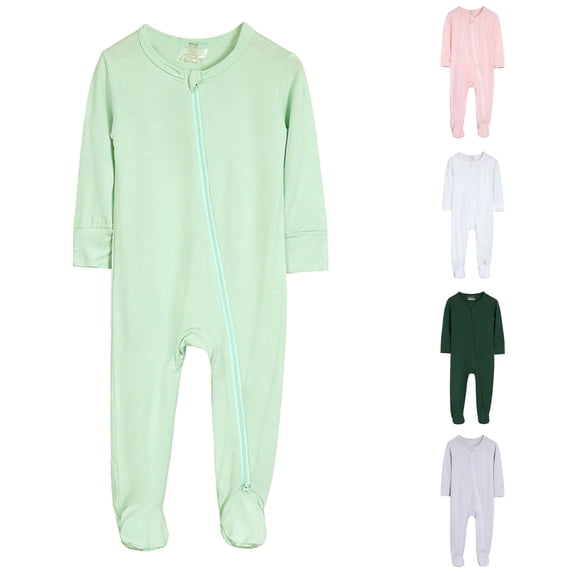 LIIPEE Boys Girls Long Sleeve Footed Bodysuit Baby Fall Cute Zip Up One-Pieces Clothes 0-24 Months